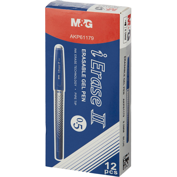 Ручка гелевая стираемая M&G iErase II 0,5мм, СИНЯЯ AKP61179