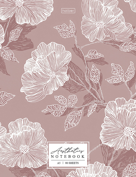 Бизнес-блокнот А5 80 л. кл. тв.переплет "Flower aesthetics" 167х216мм 5-цв. блок запечат. форзац мат.ламин.
