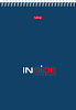 Блокнот А5 80 л. кл. на гребне "INSIDE",обл. мел.картон УФ-лак жесткая подложка,