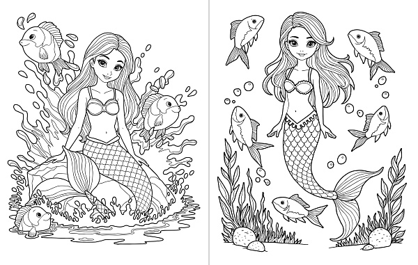 Раскраска А4 ВОЛШЕБНЫЙ МИР. РУСАЛОЧКИ