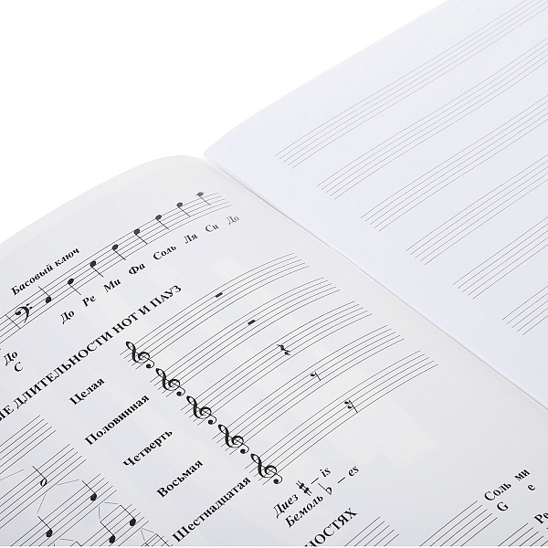 Тетрадь для нот А4 24 л. "Моя мелодия"  на скобе Со справ.инф 