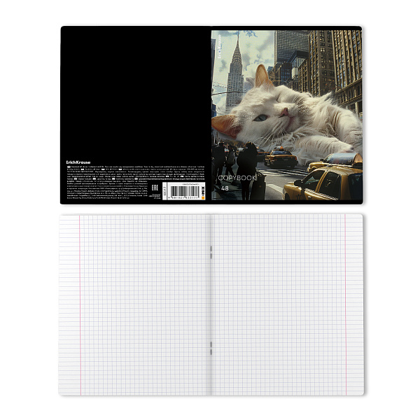 Тетрадь 48 листов в клетку "Big City Cats", глянцевая ламинация ErichKrause  _MIX-PACK