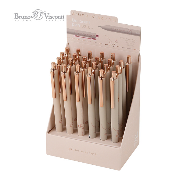 Ручка шариковая автомат 0,38 мм "TOTALBEIGE" СИНЯЯ