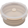 Ланчбокс складной герметичный "deVENTE" бежевый, круглый, 850 мл, диаметр 16 см, высота 7 см, в сложенном виде высота 2,5 см, силиконовый, с пластиковой крышкой, с отвестием вентиляции и силиконовой заглушкой
