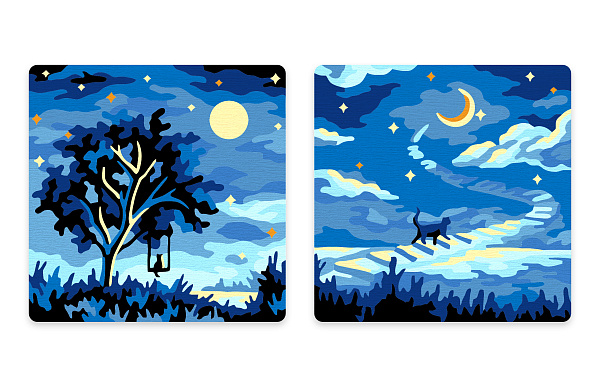 Картина по номерам (на магните) 9 х 9 см "Лунная лестница" "ФРЕЯ"