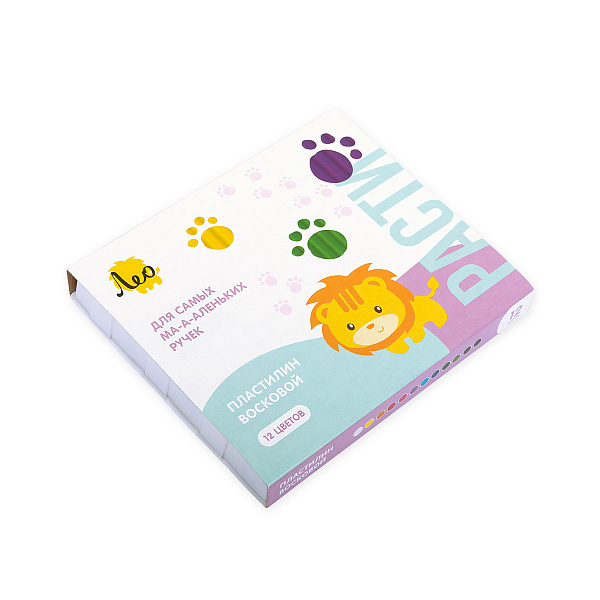 Пластилин восковой "Лео"   "Расти"   144 г ( в картонной упаковке )  12 цв.