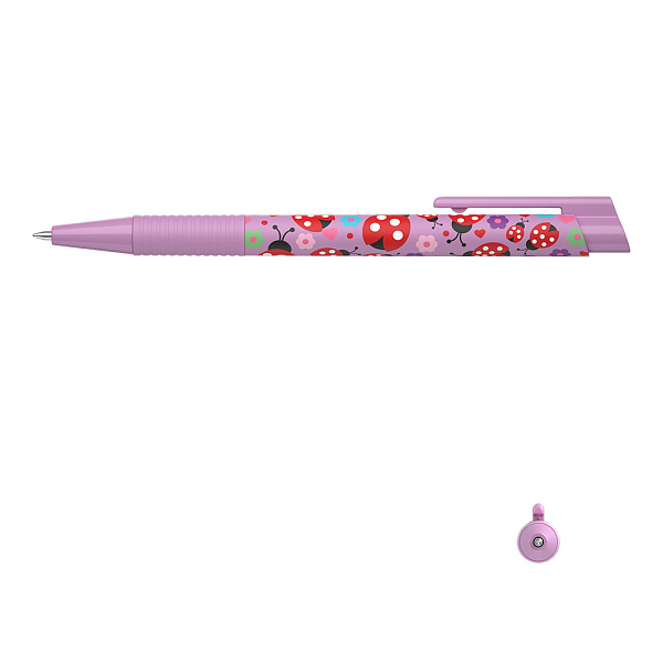Ручка шариковая автомат. ErichKrause ColorTouch Matic&Grip Ladybug 0.7, СИНЯЯ (в тубусе по 24 шт.)