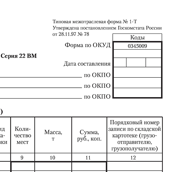 Бланк "Товарно-транспортная накладная", А4 ОФСЕТ  (198х275 мм), СПАЙКА 100 шт., STAFF