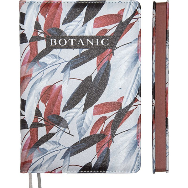 Ежедневник недат. А5 "deVENTE. Botanic" бело-коричневый 272 стр, белая бумага 70 г/м² с коричневым срезом, печать в 2 краски, твердая обложка из искусственной кожи с поролоном, цветная печать, отстрочка, перфорация, закругленные уголки, 2 ляссе, в те