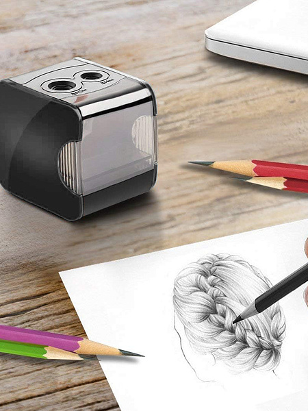 Точилка электрическая ORANGE PEEL 2 отверстия, с контейнером, ES816  цвет черный