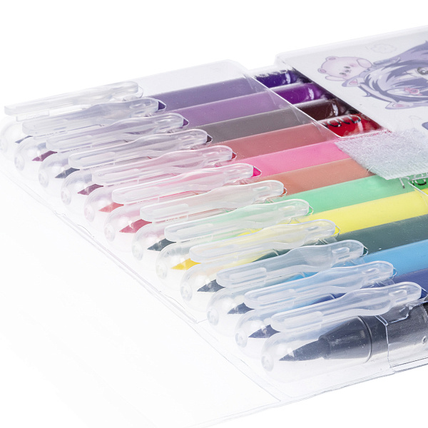 Фломастеры  кистевидные 12 цв. Hatber S-Brush-АНИМЕ- в  ПВХ чехле с европодвесом