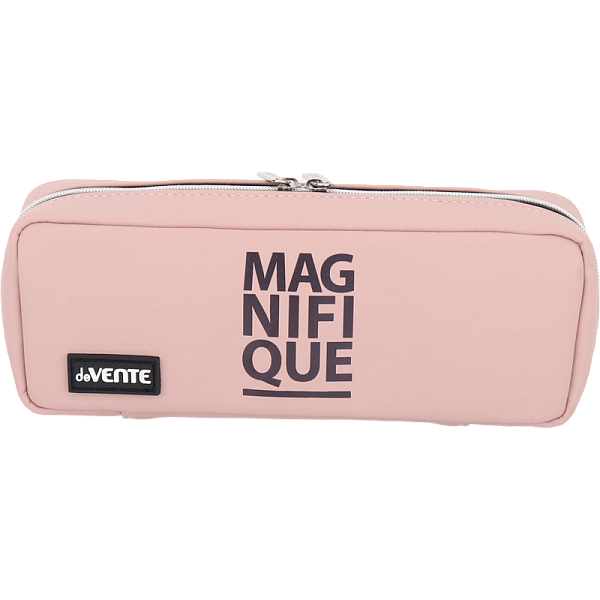 Пенал "deVENTE. Magnifique" пыльная роза, 210x90x50 мм прямоугольный, износостойкая искусственная кожа, прямоугольной формы на молнии с 2-мя бегунками для 60 предметов, 3 внутренних отделения с перегородками, 