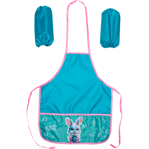 Накидка "deVENTE. Little Rabbit" 45x54 см (M) водоотталкивающая ткань, 3 кармана с рисунком, 2 нарукавника на резинке, бирюзовый