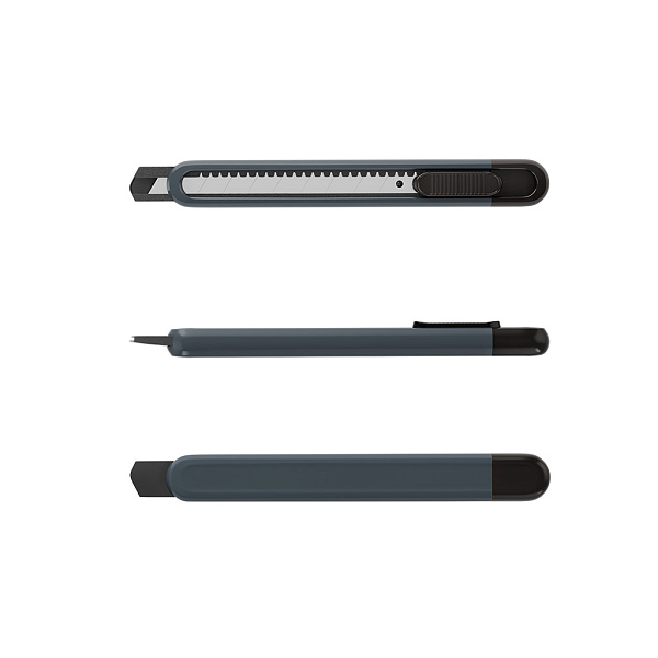 Нож канцелярский 9 мм ErichKrause Butterfly Classic, с автоматической фиксацией лезвия, серый (в блистере по 1 шт.)