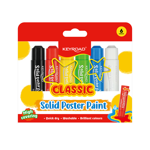 Мелки гелевые 6 цв. в пластиковых футлярах KEYROAD, базовые цвета