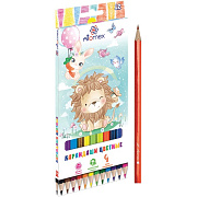 Карандаши 12 цветов "Zoo", М, диаметр грифеля 2,65 мм, заточенные, шестигранные, в картонной коробке с европодвесом