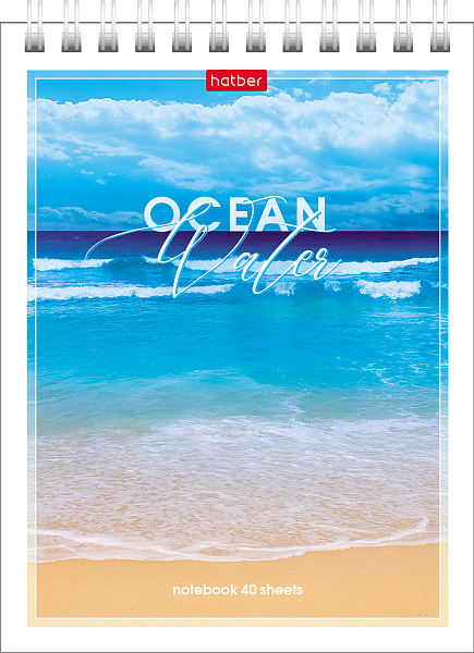 Блокнот А6 40 л. кл. на гребне "Аквалайф" Обл. мел.картон УФ-лак 