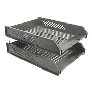 Набор из 2 лотков горизонт. на метал. штифтах серый