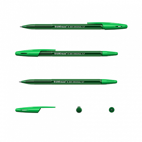 Ручка шариковая 0,7 мм ErichKrause® R-301 Original Stick, зеленый