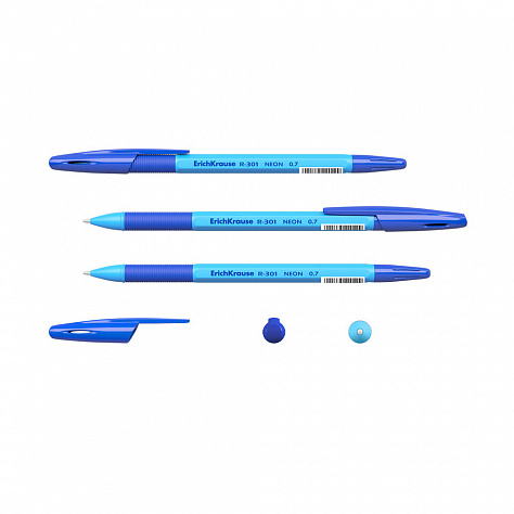 Ручка шариковая R-301 NEON 0.7 Stick&Grip цвет чернил синий