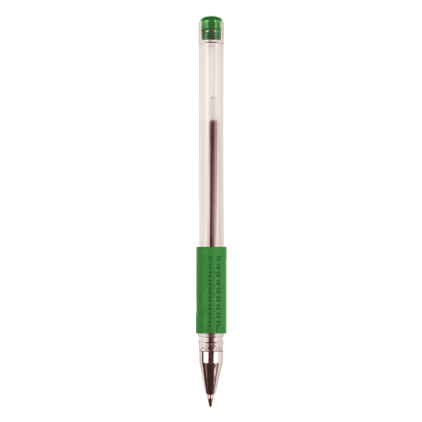 Ручка гелевая 0,5 мм "Attomex", прозрачный корпус с держателем, ЗЕЛЕНАЯ