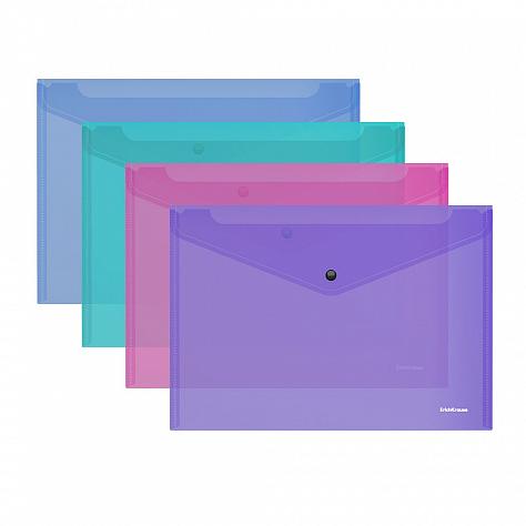 Папка-конверт на кн. А4 ErichKrause® Glossy Vivid,полупрозрачная,ассорти
