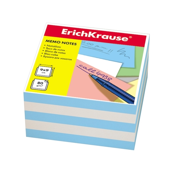 Блок бумаги  9*9*5см ErichKrause запасной, 2 цвета: белый, голубой
