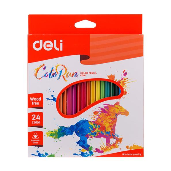 Карандаши 24 цв. Deli ColoRun трехгран. пластик, коробка/европод.
