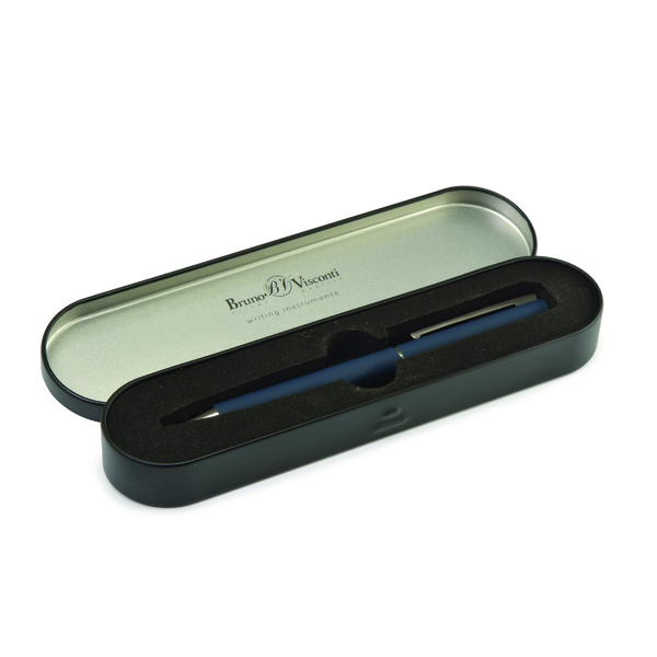 Ручка "BERGAMO" в метал. футляре 1.0 мм, СИНЯЯ (корпус синий, футляр черный) 