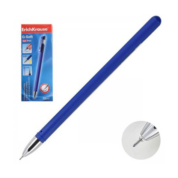 Ручка гелевая 0,38 мм G-SOFT, с мягким покрытием корпуса, цвет синий