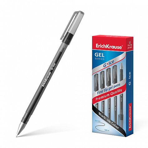 Ручка гелевая 0,5 мм ErichKrause G-ICE ЧЕРНАЯ