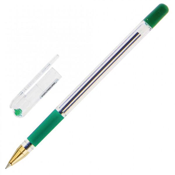Ручка шариковая 0,5 мм MunHwa "MC Gold" зеленая, грип