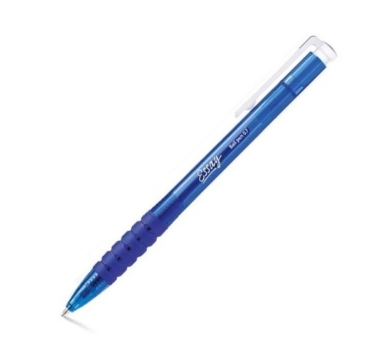 Ручка шариковая автомат. 0,7 мм Hatber Essay Синяя с резиновым грипом 