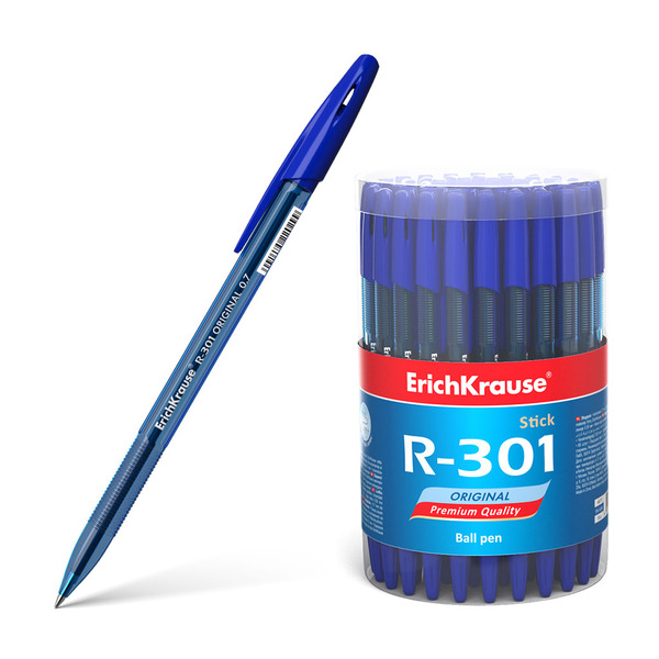 Ручка шариковая 0,7 мм ErichKrause® R-301 Original Stick, синяя