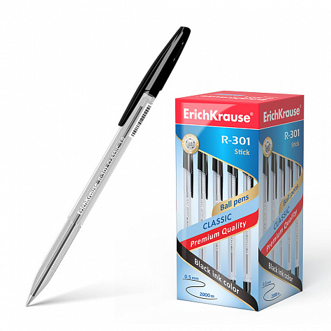 Ручка шариковая ErichKrause® R-301 CLASSIC 1.0 Stick черная (22030)
