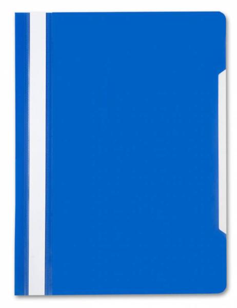 Скоросшиватель А4 с перфорацией с прозрач. верхним листом, синяя, Россия