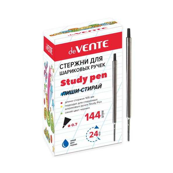 Стержень метал. д/стираемых шариковых ручек "deVENTE. Study Pen" d=0,7 мм, 105 мм, синий