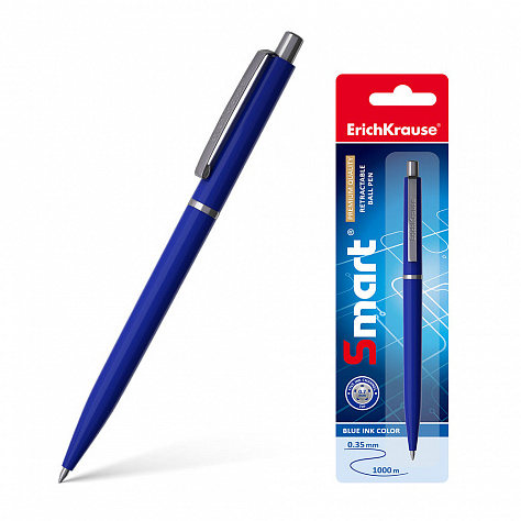 Ручка шариковая ErichKrause® Smart®, цвет чернил синий (в блистере по 1 шт.)