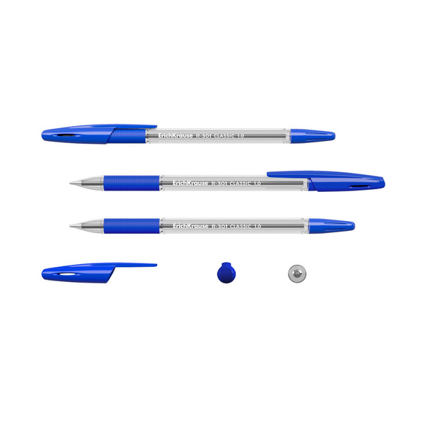 Ручка шариковая ErichKrause® R-301 Classic Stick&Grip 1,0 мм синяя (пакет 3 шт.)