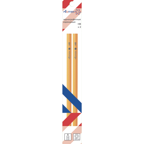 Карандаш ч/г "Attomex" HB, гексагональный, желтый корпус (2 шт в наборе)
