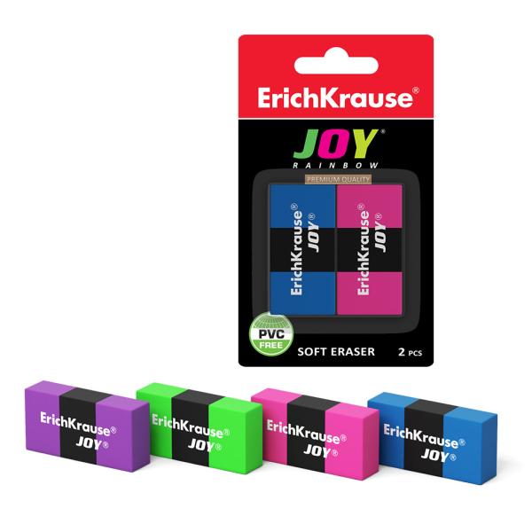 Ластик ErichKrause® JOY® Rainbow (в блистере по 2 шт.)