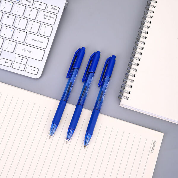 Ручка шариковая автомат. 0,7 мм Deli  X-tream резин. манжета прозрачный/синий синие чернила