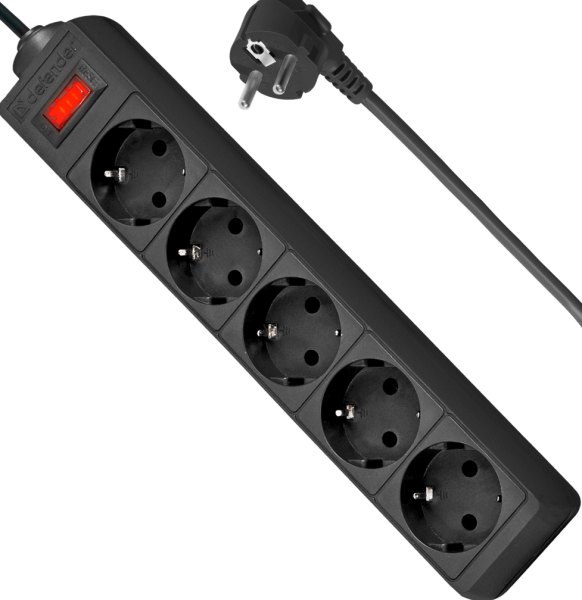 Сетевой фильтр 3м 5 розеток Defender ES черный