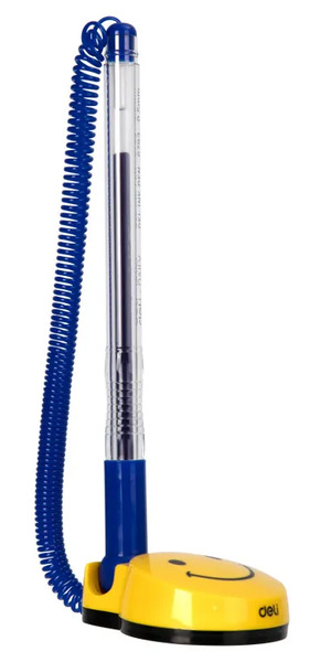 Ручка гелевая 0,5 мм Deli синяя на подставке сменный стержень линия 0.35мм 