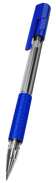 Ручка шариковая 0,7 мм Deli Arrow резин. манжета прозрачный/синий синие чернила