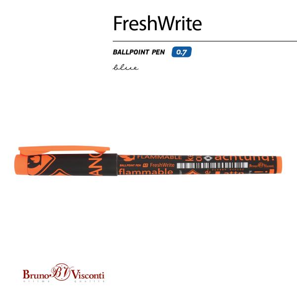 Ручка шариковая 0,7 мм "FreshWrite. Огнеопасно!" СИНЯЯ
