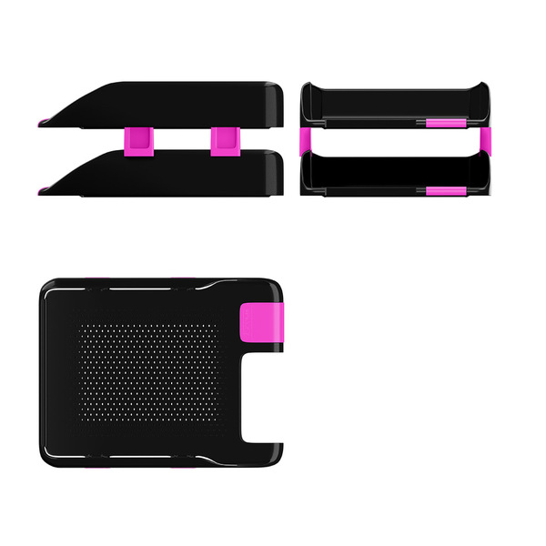 Набор из 2 пластиковых лотков с боковыми креплениями ErichKrause® Forte, Accent, черный с розовой вс