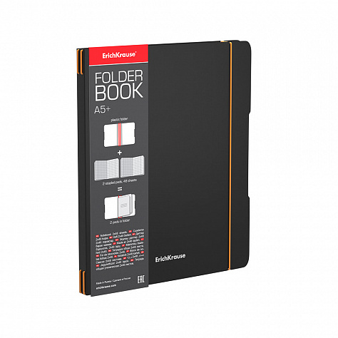 Тетрадь А5+ 2x48 л. кл. в съемной пластиковой обложке ErichKrause® FolderBook Accent, оранжевый