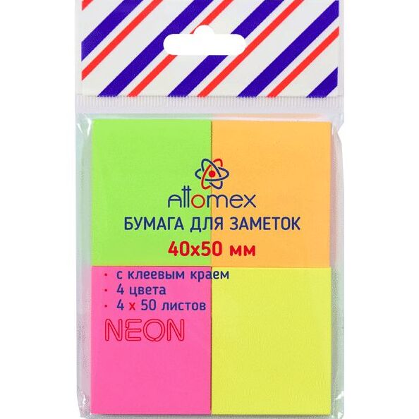 Бумага на л/п 40*50 50л. "Attomex" офсет 75 г/м², 4 неоновых цвета, европодвес