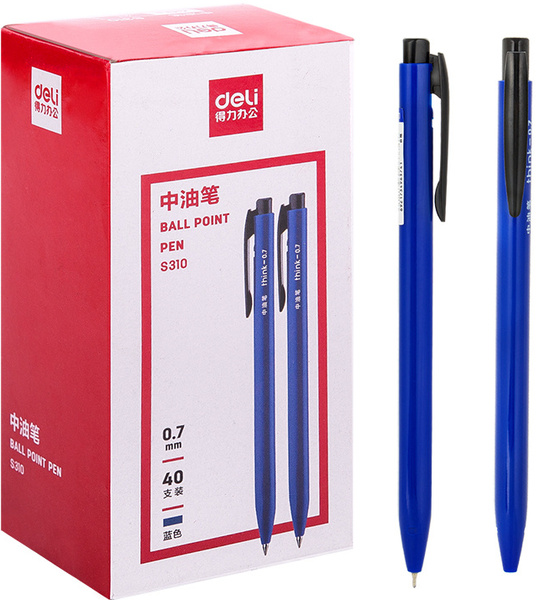 Ручка шариковая автомат. 0,7 мм Deli корп.синий, синяя